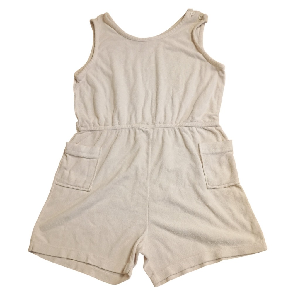 Sears Orange Court Terry Cloth Romper Womens L Cream Vintage Retro Beachwear